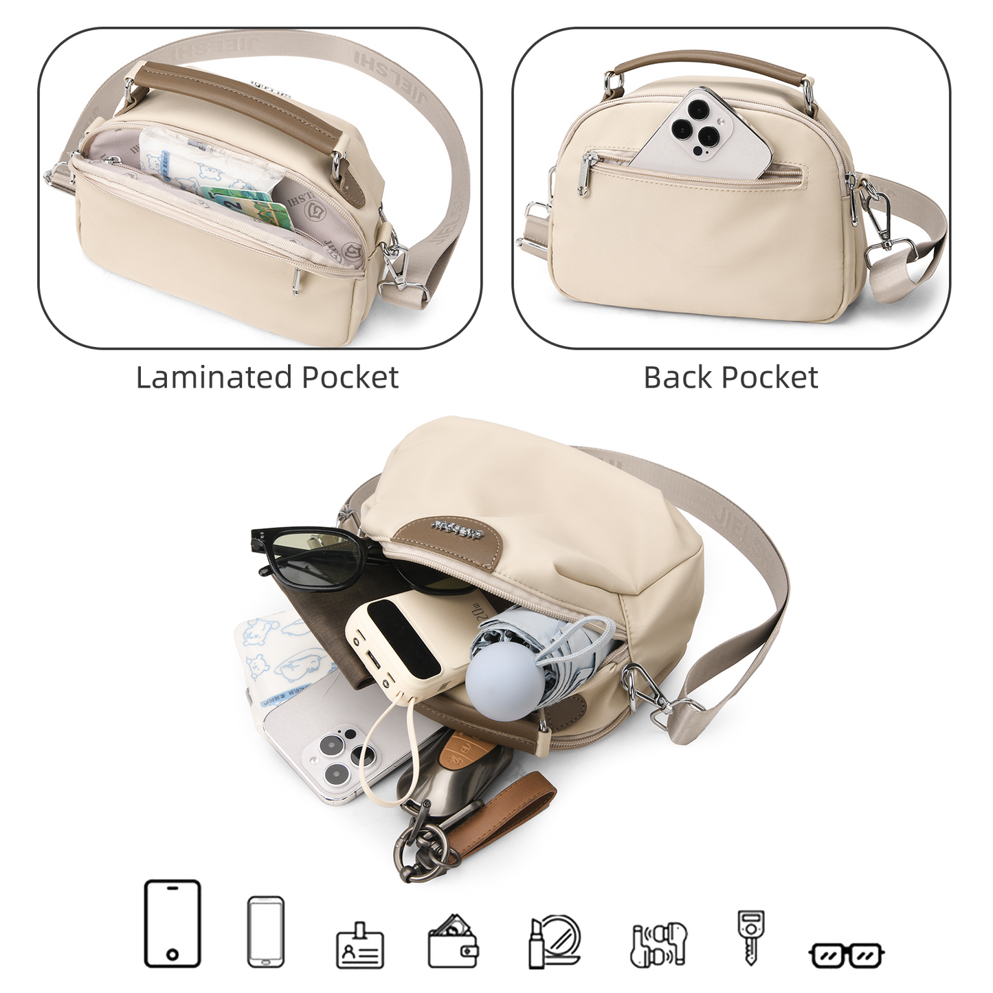 Xpurse Women's Simple Casual Nylon Crossbody Bag