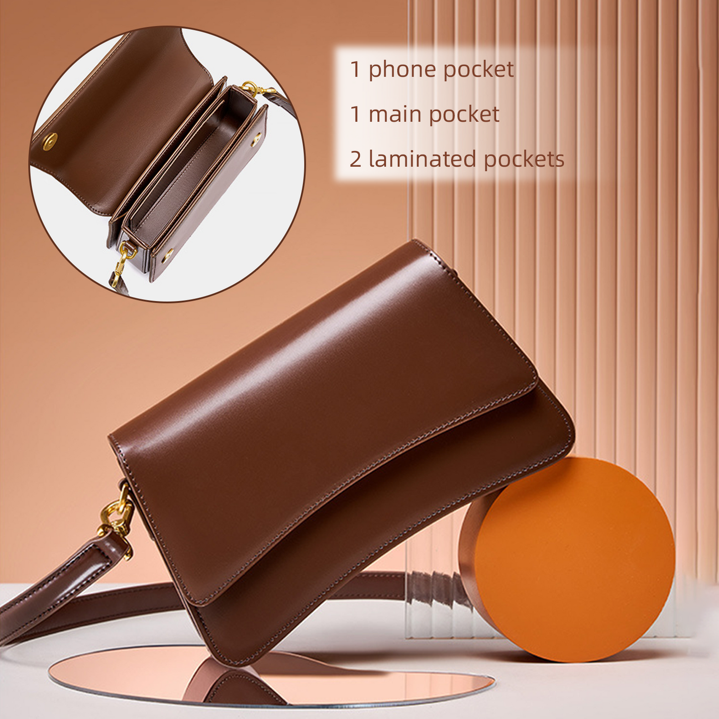 Xpurse Women's Shoulder Bag, Cowhide Crossbody Bag, Vintage Leather Crossbody Bag, Armpit Bag, Adjustable Shoulder Strap Bag