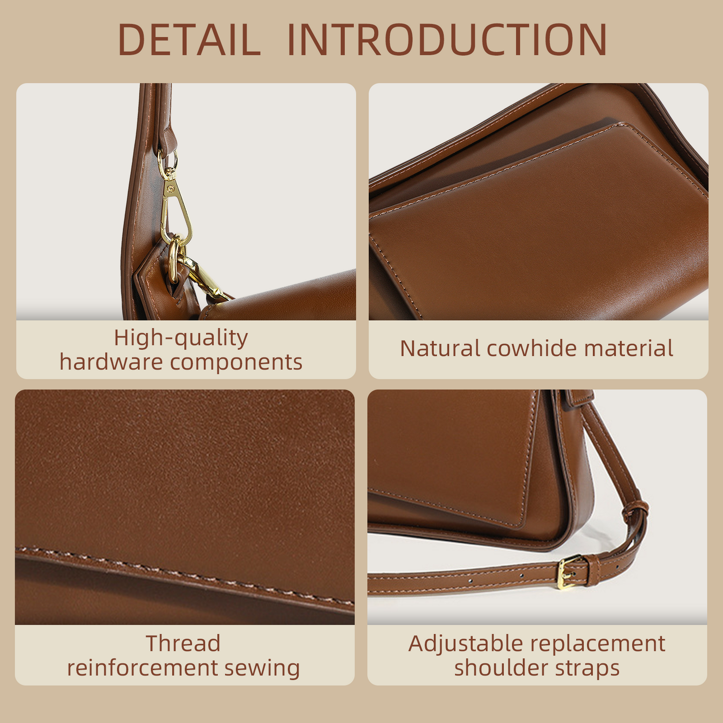 Xpurse Women's Shoulder Bag, Underarm Bag, Vintage PU Crossbody Bag, Adjustable Bag with Lock-Closure Opening