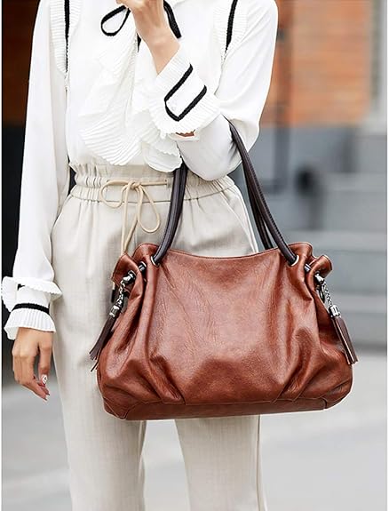MINTEGRA Handbags for Women Hobo Shoulder Bags with Tassel Large Capacity Top Handle Bucket Bags