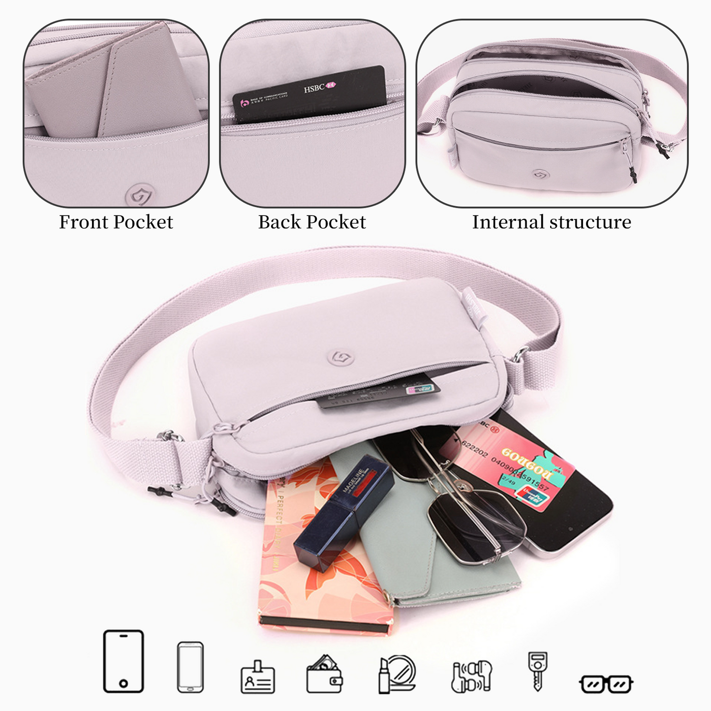 Xpurse Casual One Shoulder Crossbody Small Square Bag