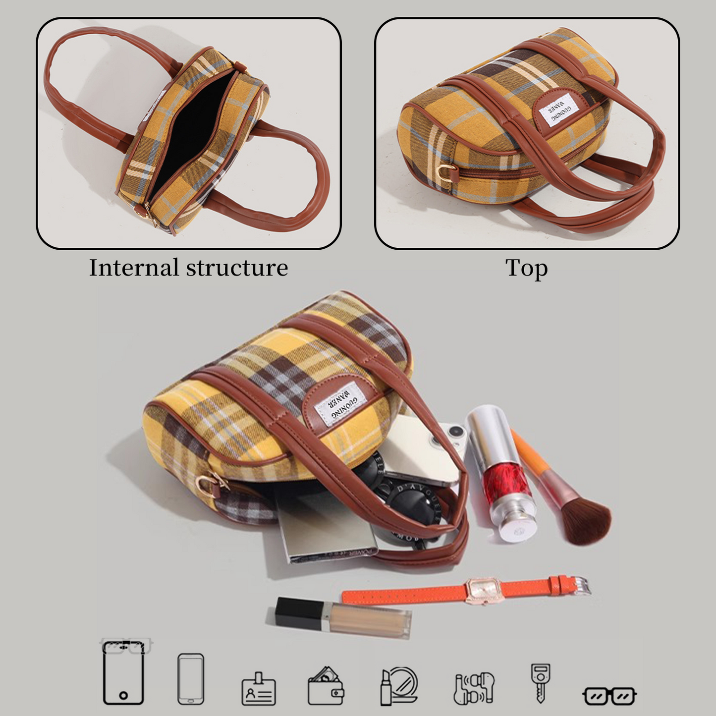Xpurse Fairy-Tale Style Cute Plaid Handbag Crossbody Bag
