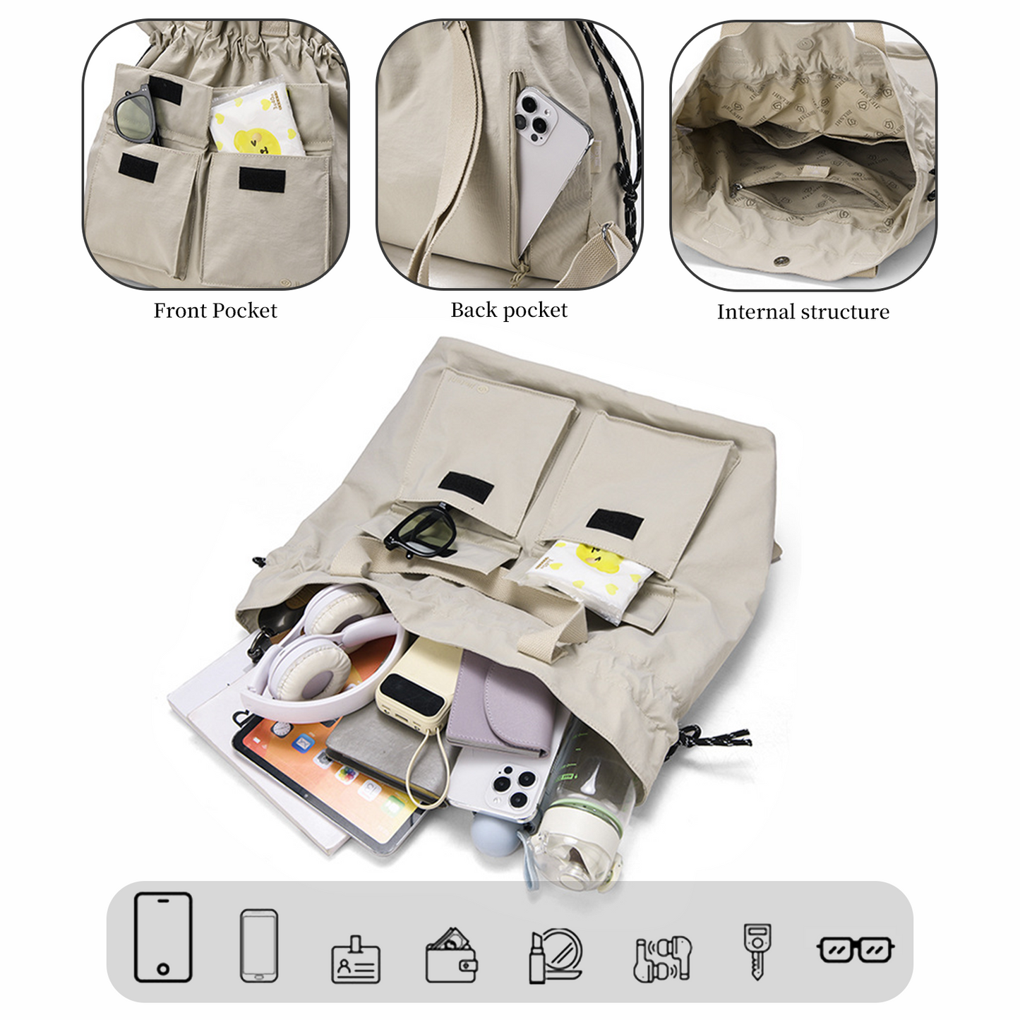 Xpurse Drawstring Simple Casual Backpack