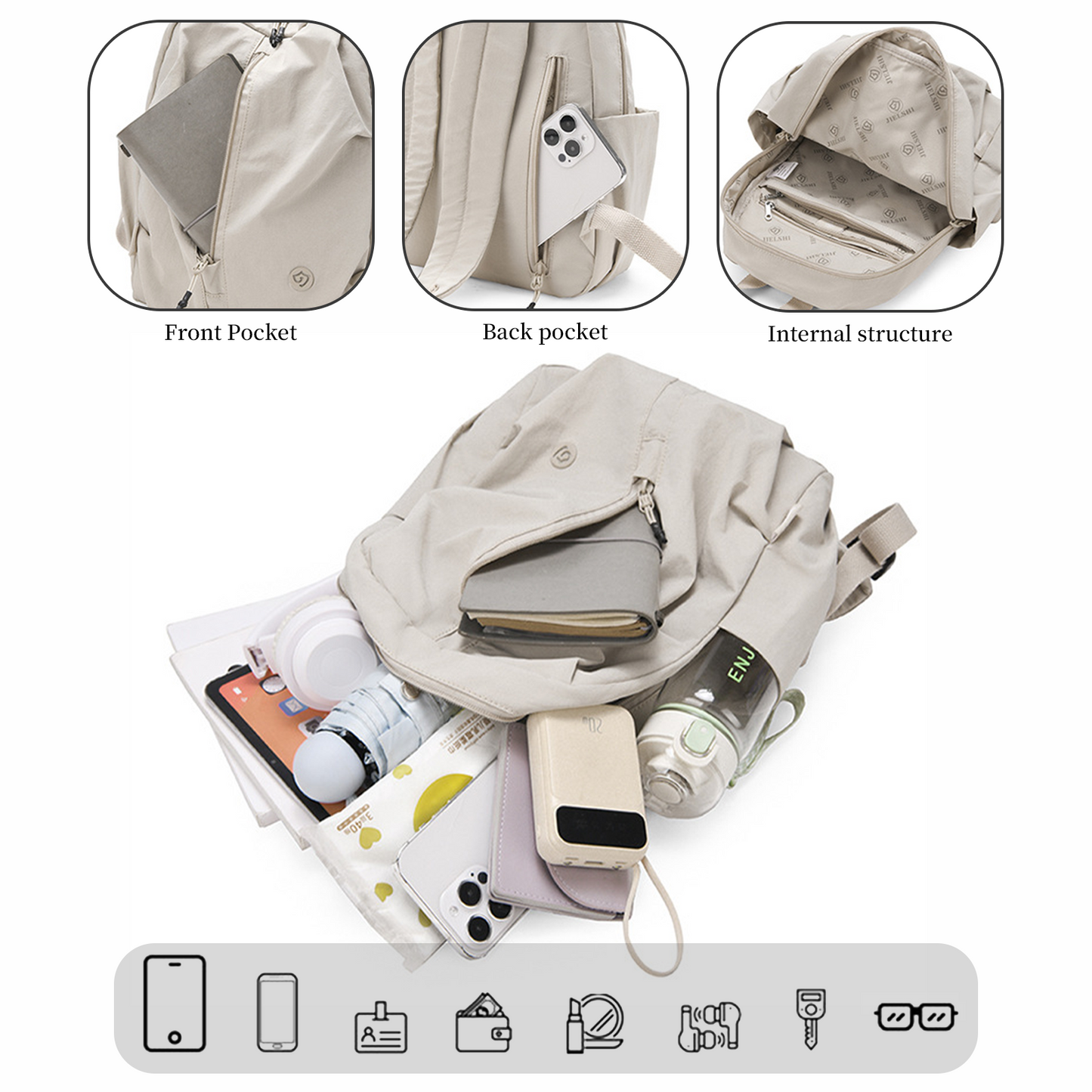 Xpurse Solid Color Multifunctional Simple Backpack