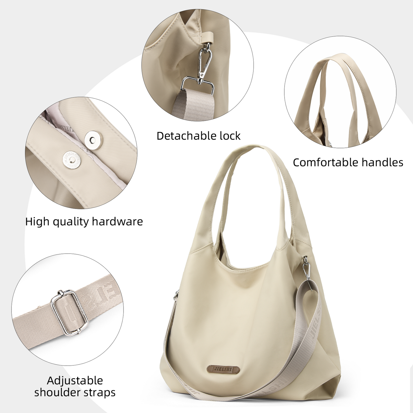 Xpurse Simple Casual Large Shoulder Bag, Nylon Crossbody Bag