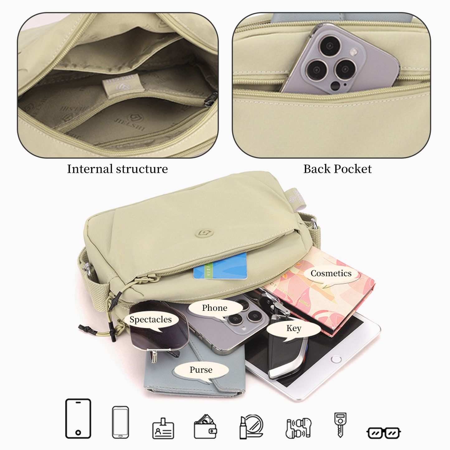 Xpurse Versatile Casual Simple Shoulder Crossbody Bag