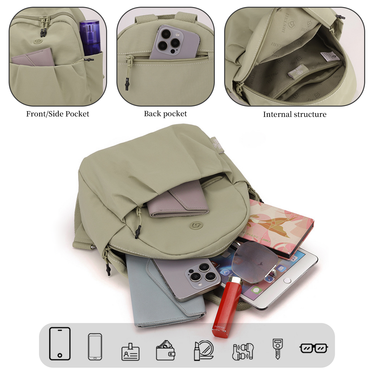 Xpurse Solid Color Simple Multifunctional Backpack