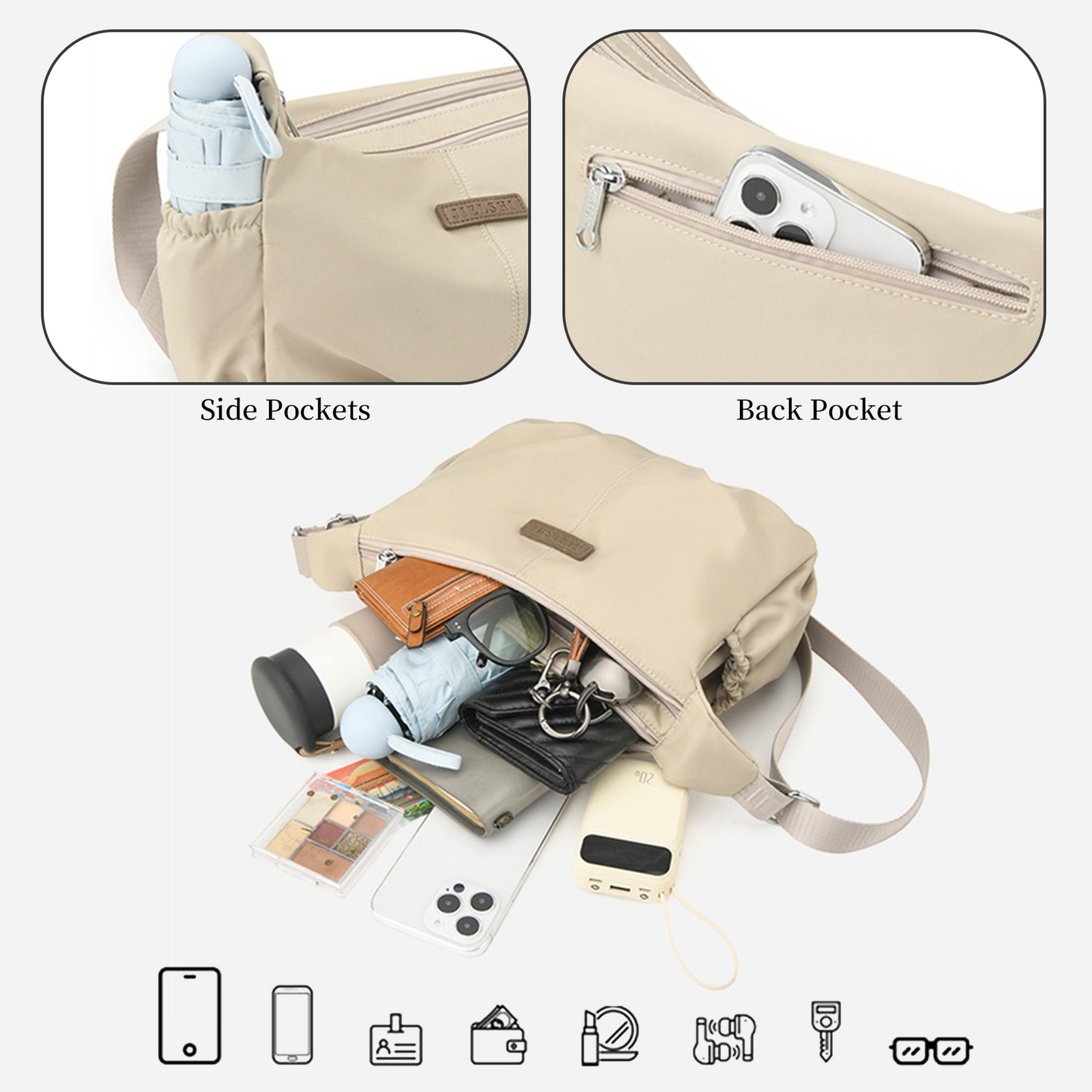 Xpurse Casual Nylon Shopping Crossbody Bag