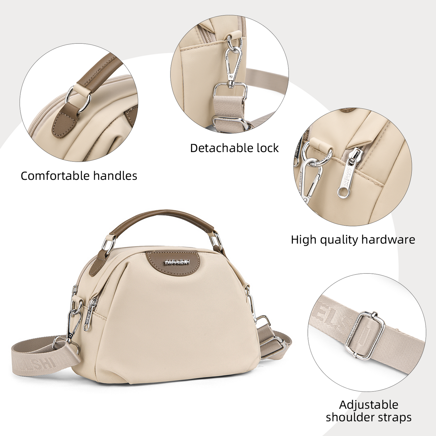 Xpurse Women's Simple Casual Nylon Crossbody Bag