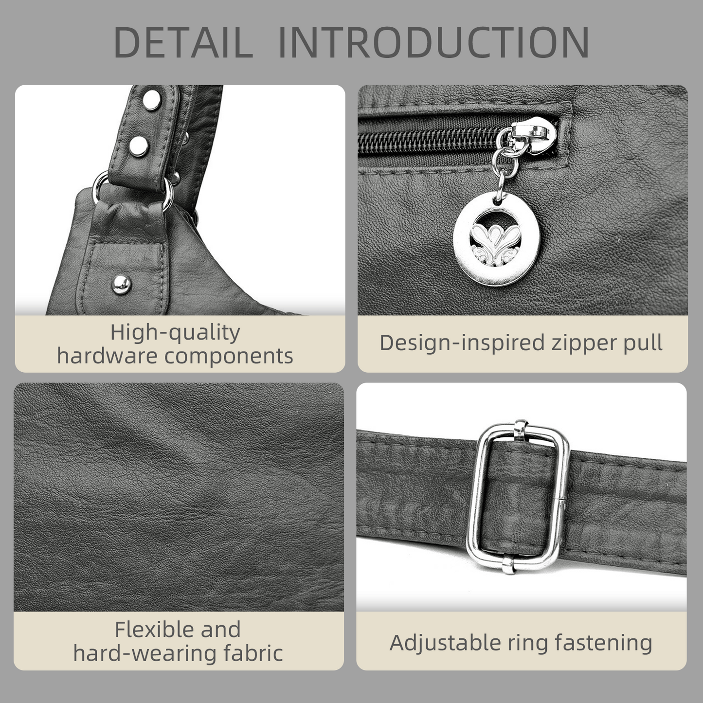 Xpurse Women's Shoulder Bag, Multi-Pocket Armpit Bag, PU Crossbody Bag, Adjustable Tote Bag