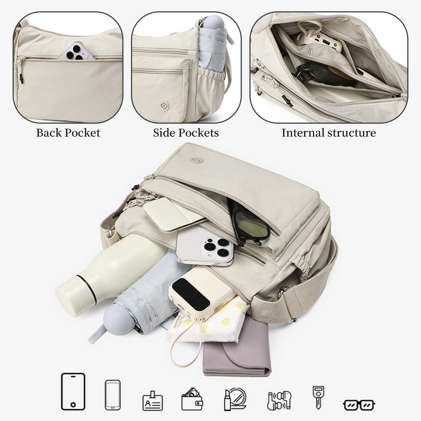 Xpurse Simple Casual Crossbody Multi-Functional Dumpling Bag