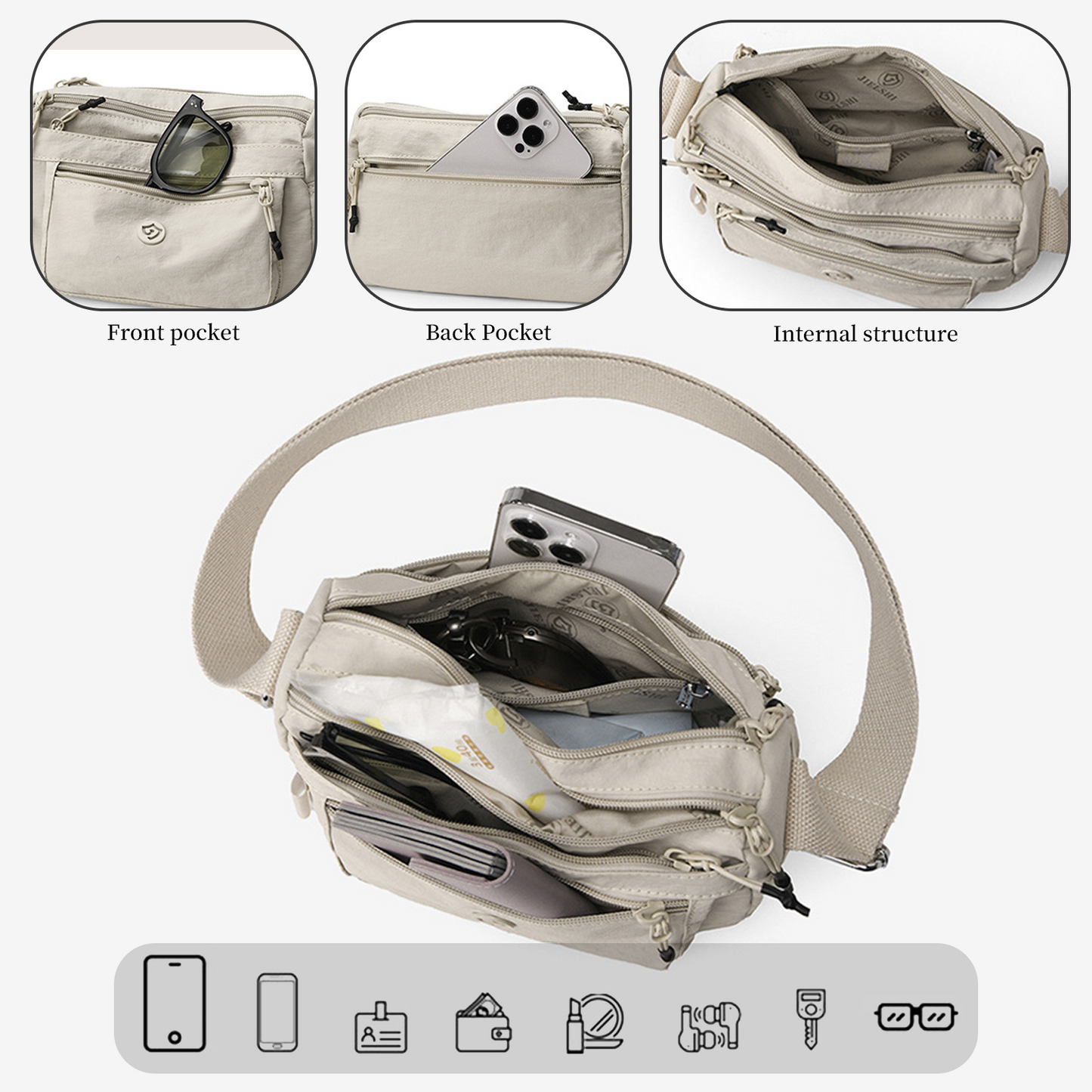 Xpurse Ultra-Light and Simple Multi-Pocket Crossbody Bag