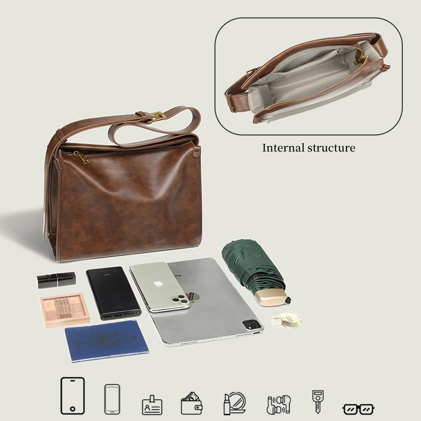 Xpurse Women's Vintage Leather Shoulder Bag