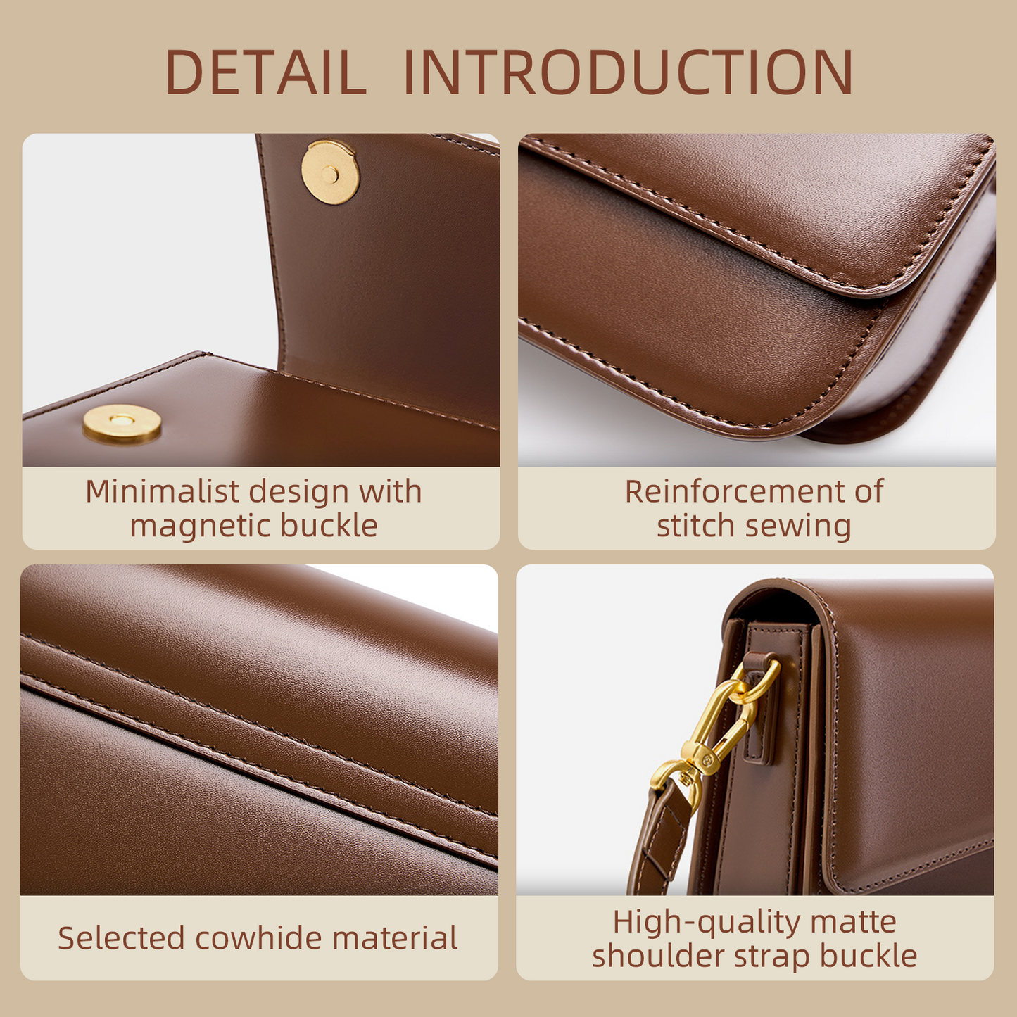 Xpurse Women's Shoulder Bag, Cowhide Crossbody Bag, Vintage Leather Crossbody Bag, Armpit Bag, Adjustable Shoulder Strap Bag