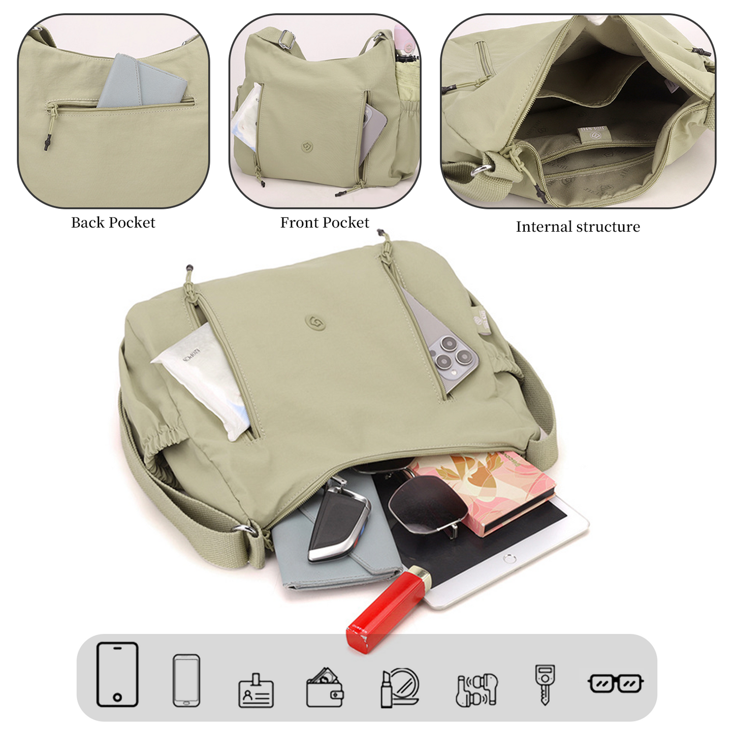 Xpurse Nylon Multifunctional Portable Crossbody Bag