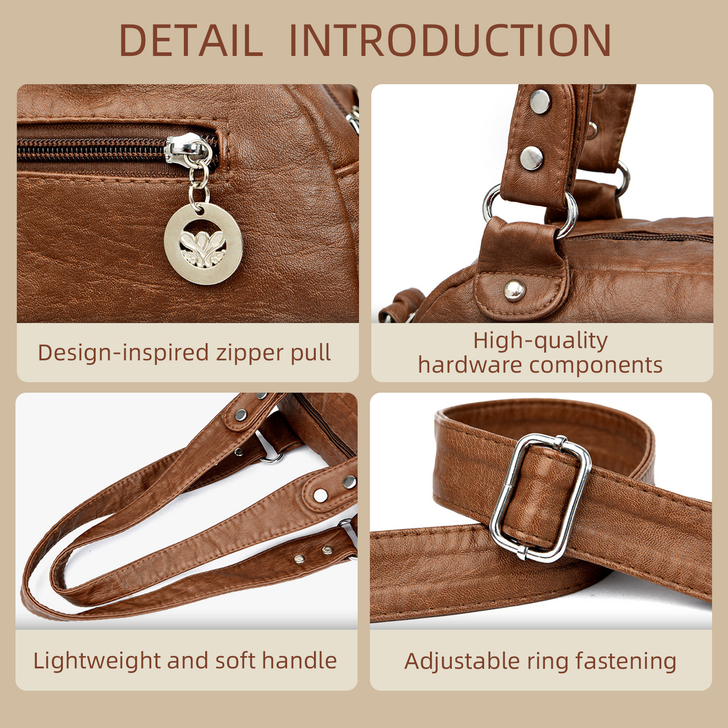 Xpurse Women's Casual Shoulder Bag, Multi-Pocket Shopping Crossbody Bag