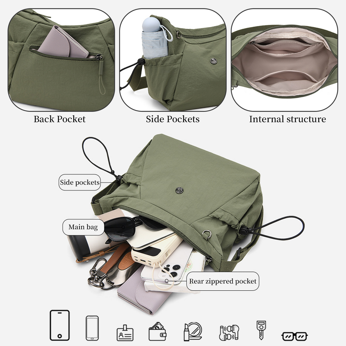 Xpurse Sporty Casual Multifunctional Crossbody Bag