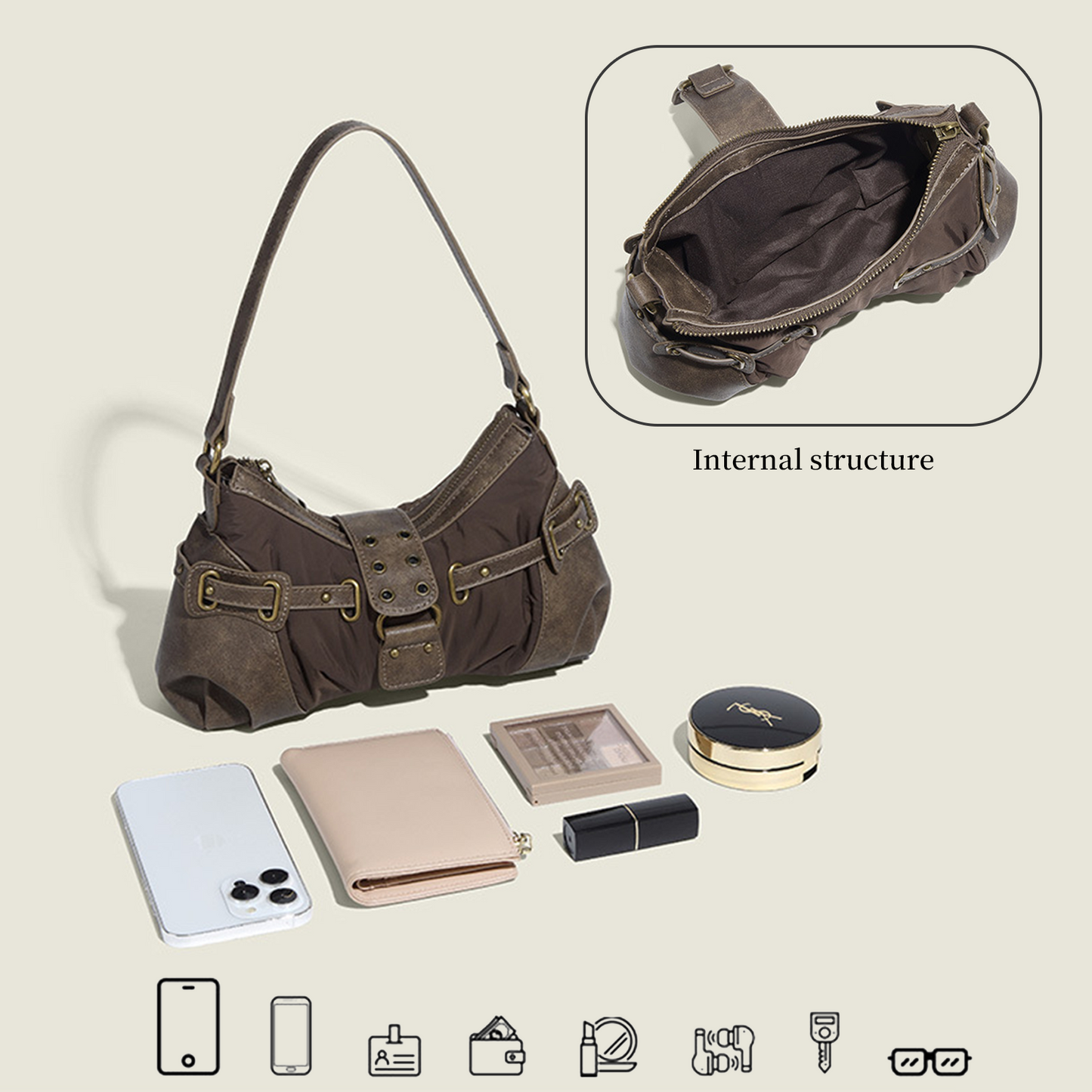 Xpurse Wasteland-Style Vintage Armpit Shoulder Bag