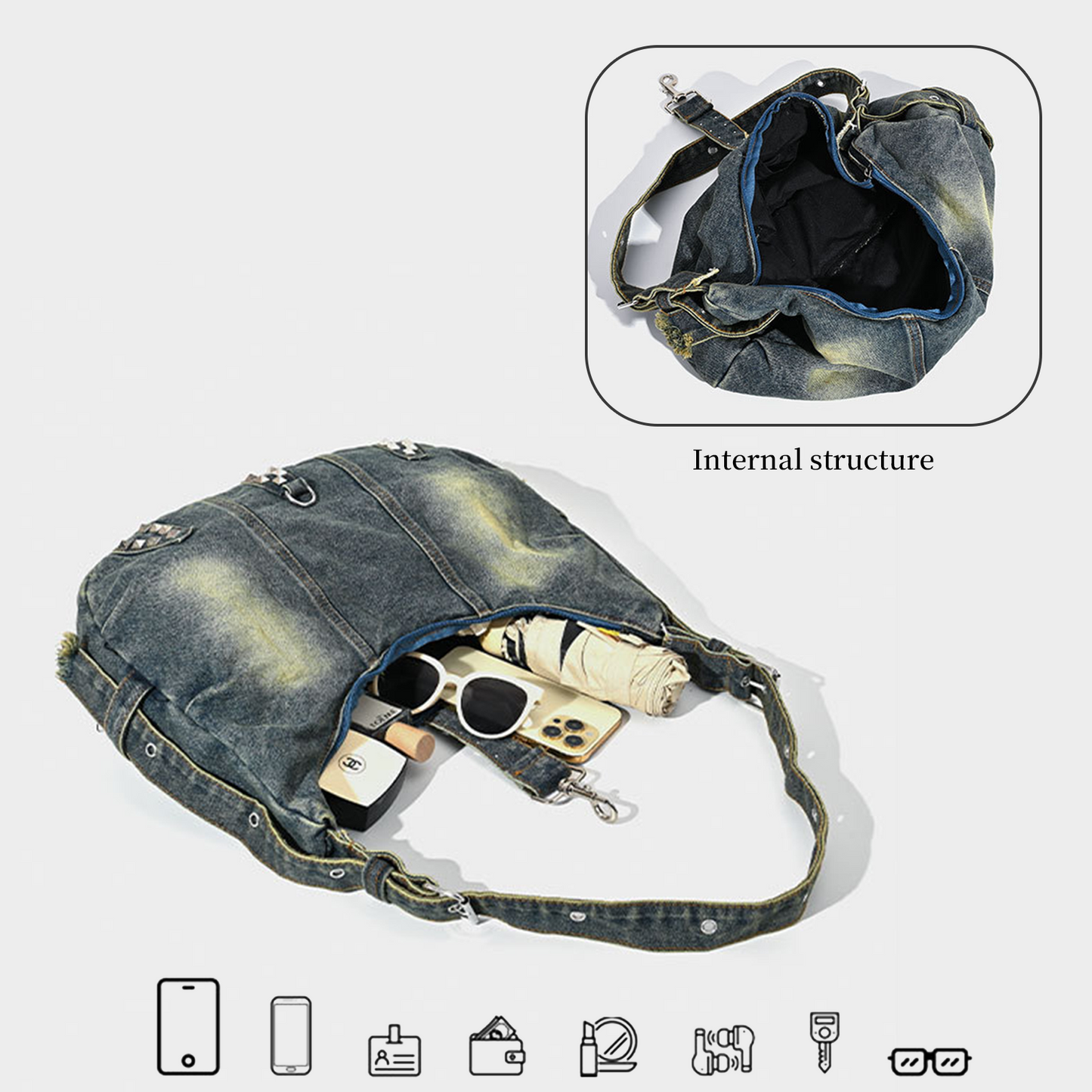 Xpurse Women's Commuter Denim Shoulder Bag