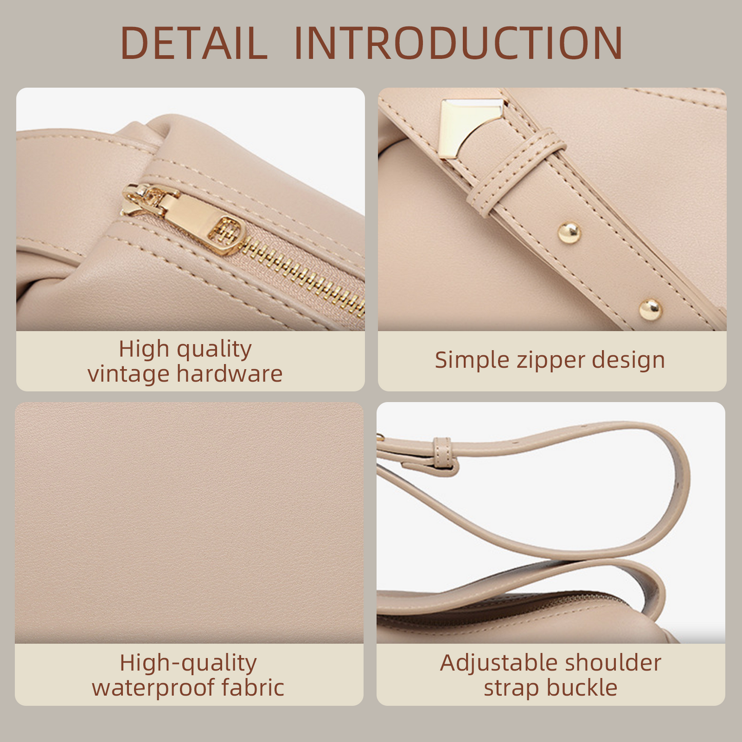 Xpurse Women's Simple Handbag, Soft Underarm Bag, Solid Color Tote Bag