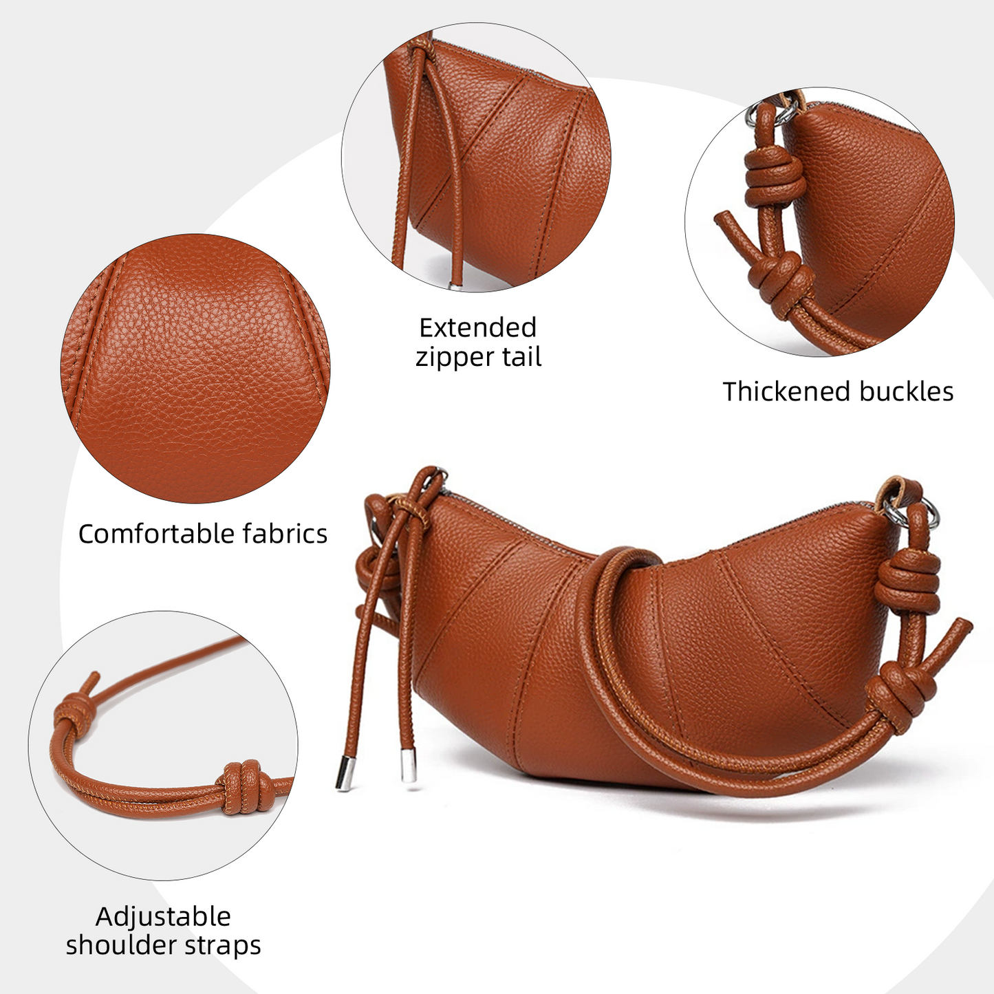 Xpurse Vintage Leather Crescent Shoulder Bag