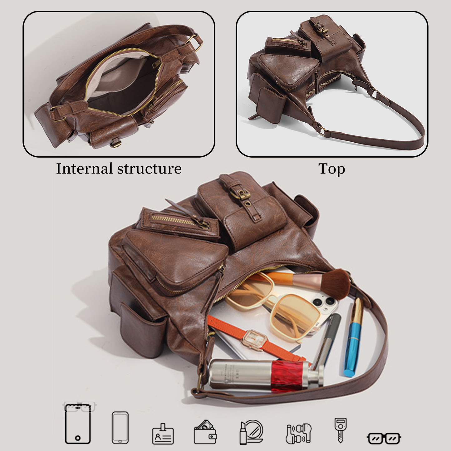 Xpurse Vintage Fashion Multi-Layered Handbag Cycling Bag