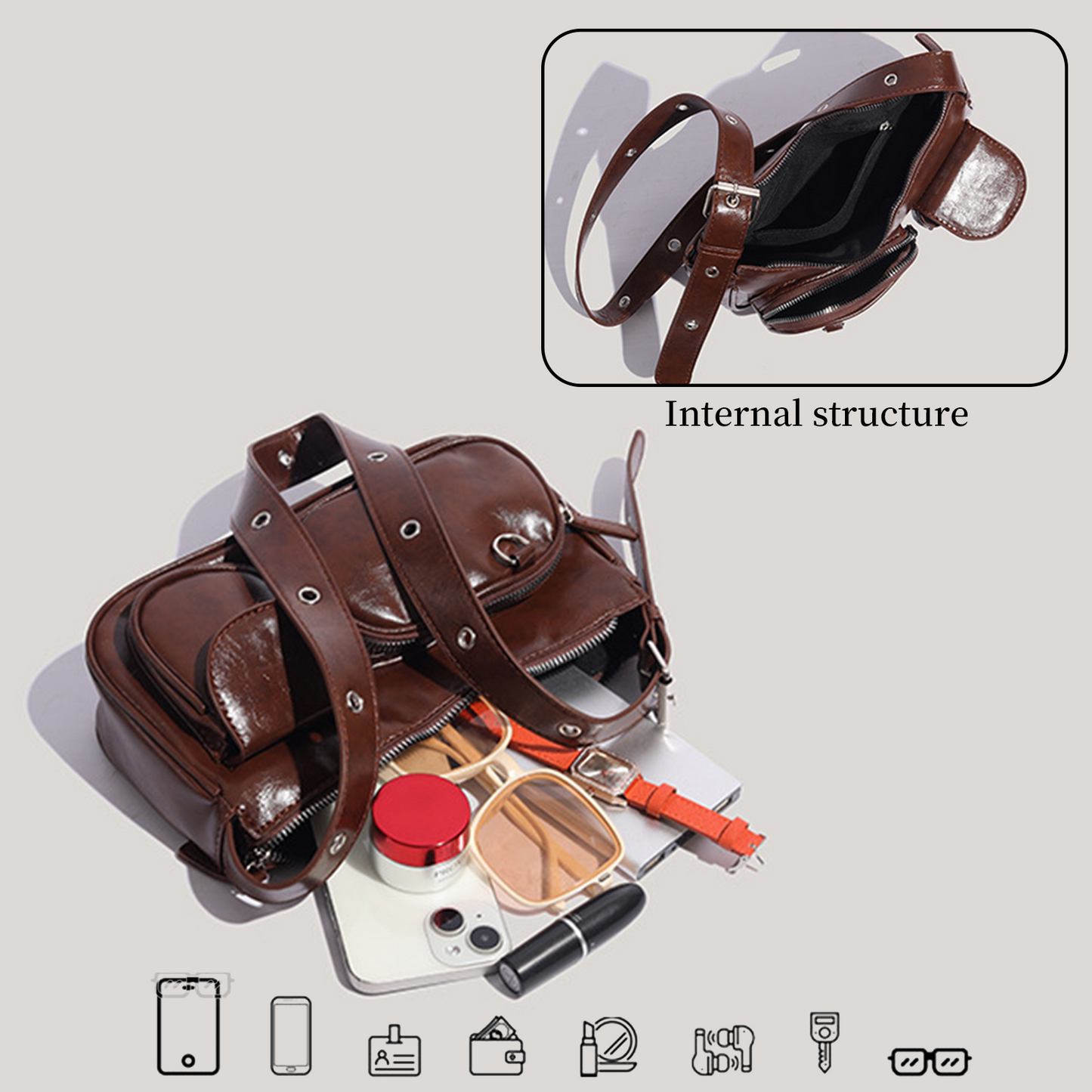 Xpurse Vintage Texture Commuter Handbag Crossbody Bag