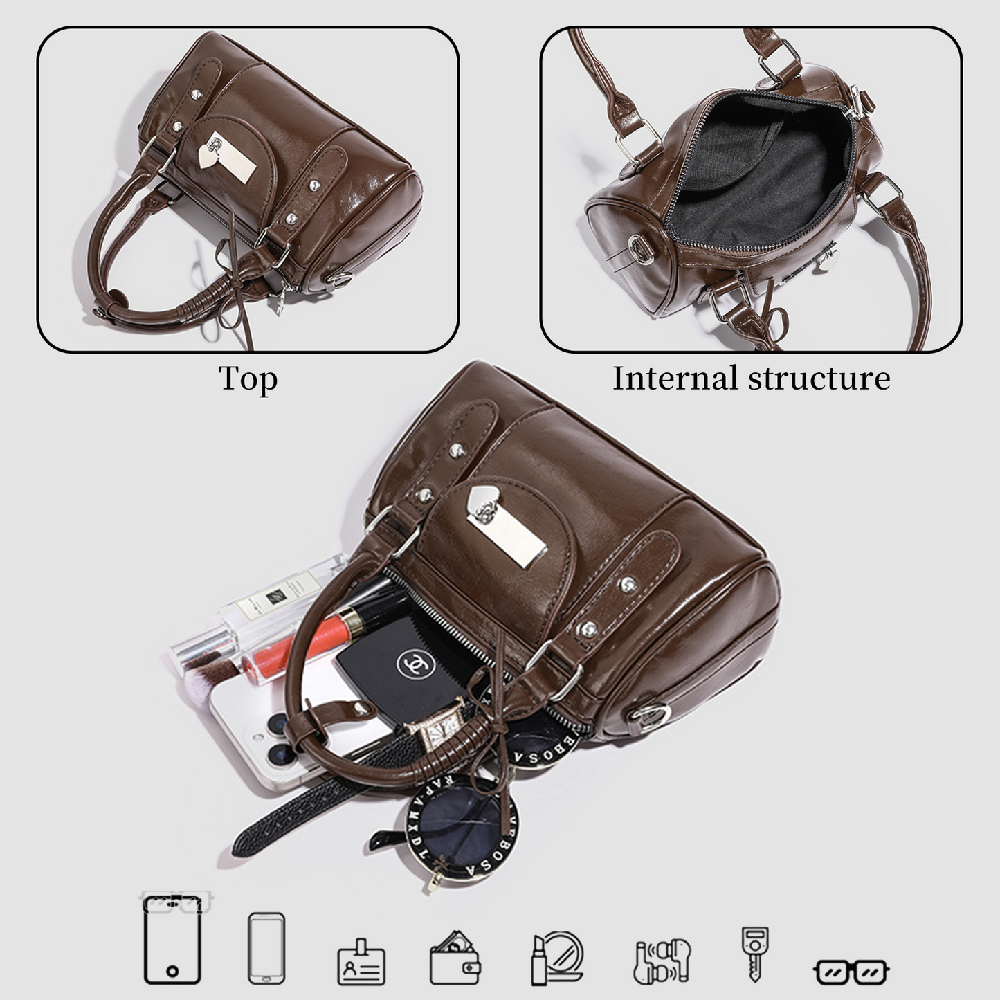 Xpurse Vintage Texture Hardcover Handbag