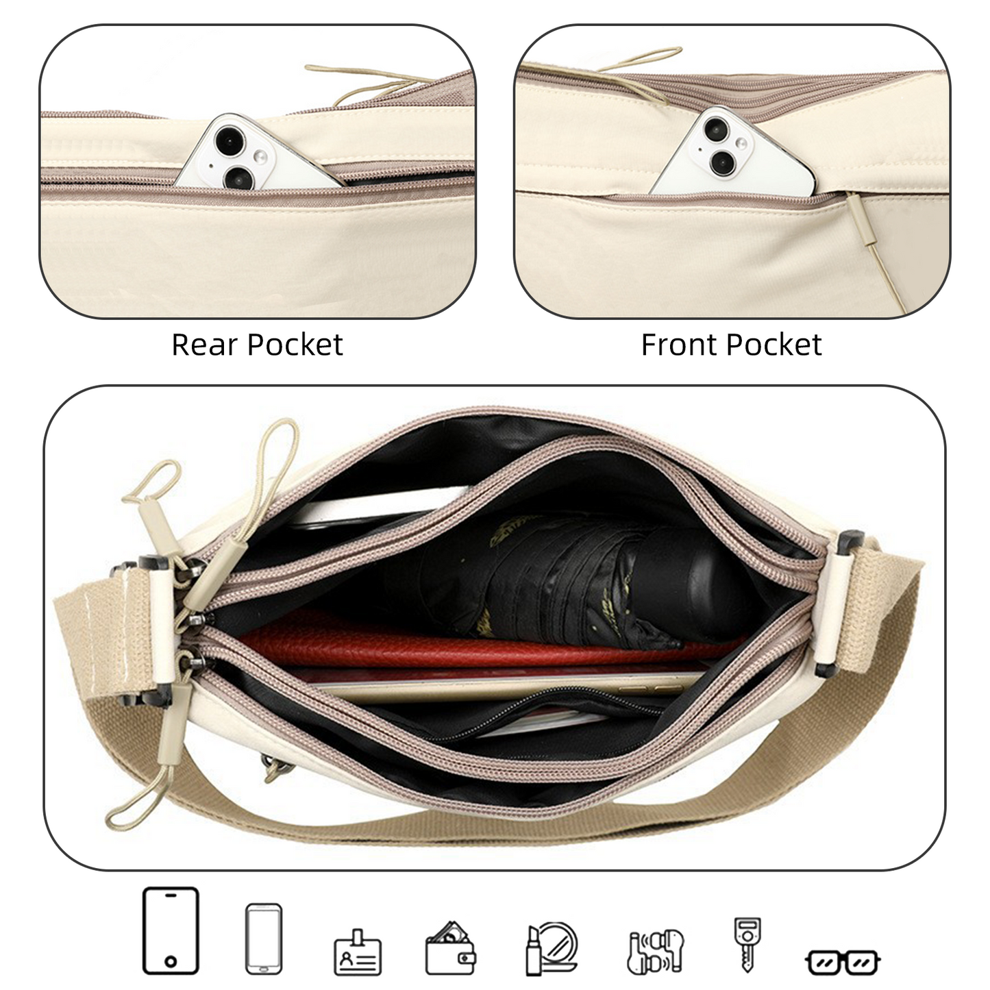 Xpurse Women's Square Casual Commuter Crossbody Bag