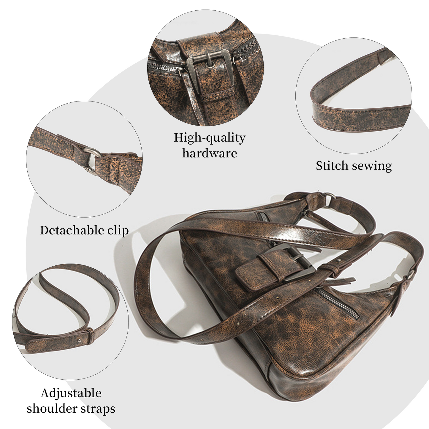 Xpurse Crescent-Shaped Vintage Armpit Bag