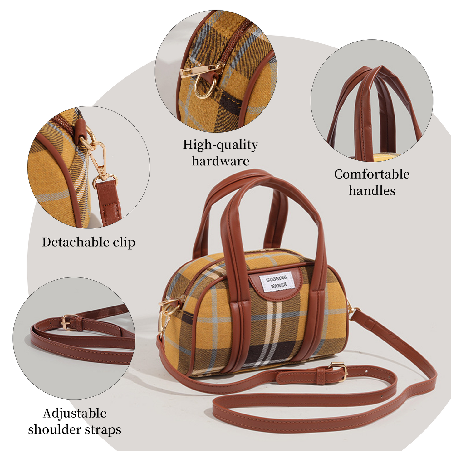 Xpurse Fairy-Tale Style Cute Plaid Handbag Crossbody Bag