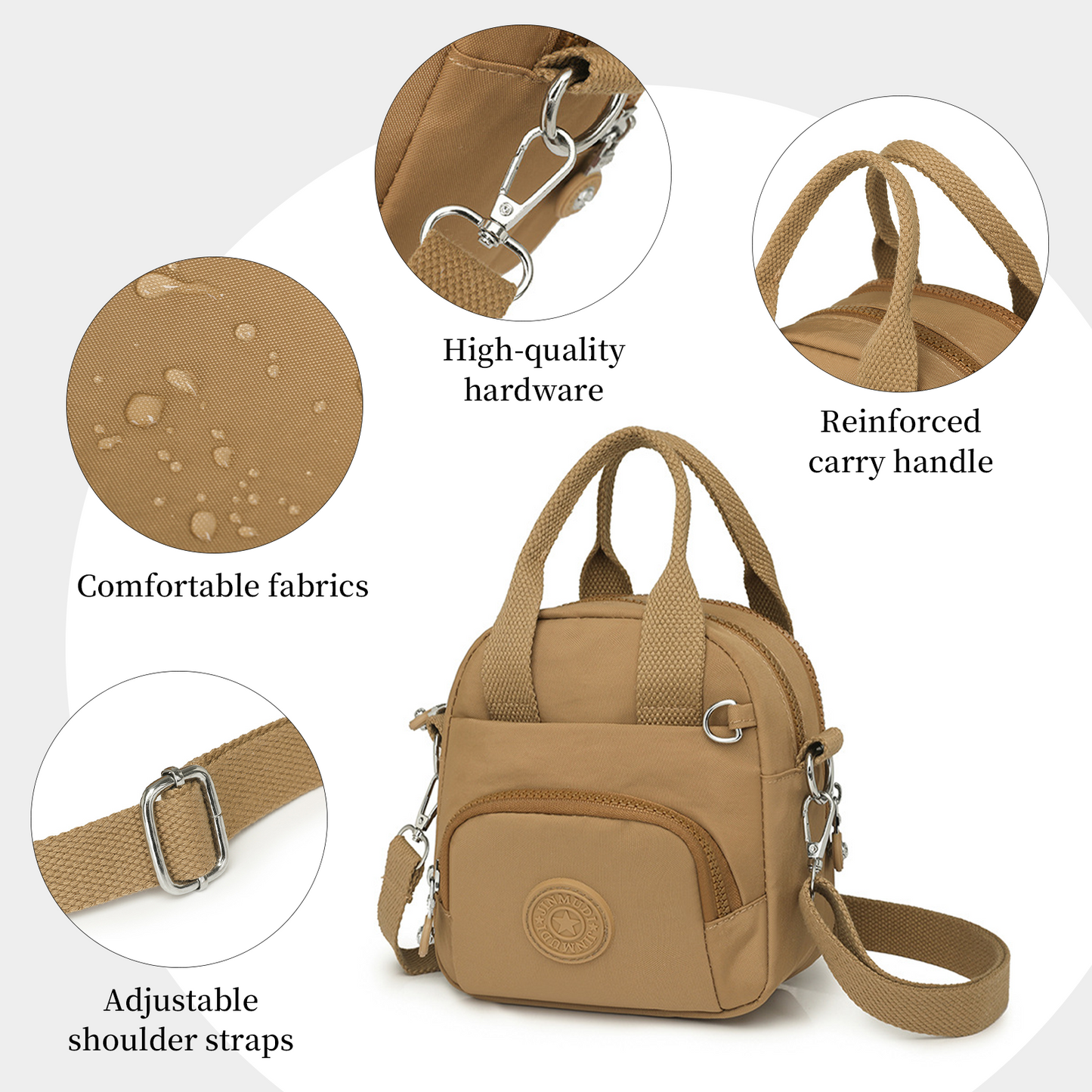 Xpurse Multi-Compartment Nylon Crossbody Casual Shoulder Bag