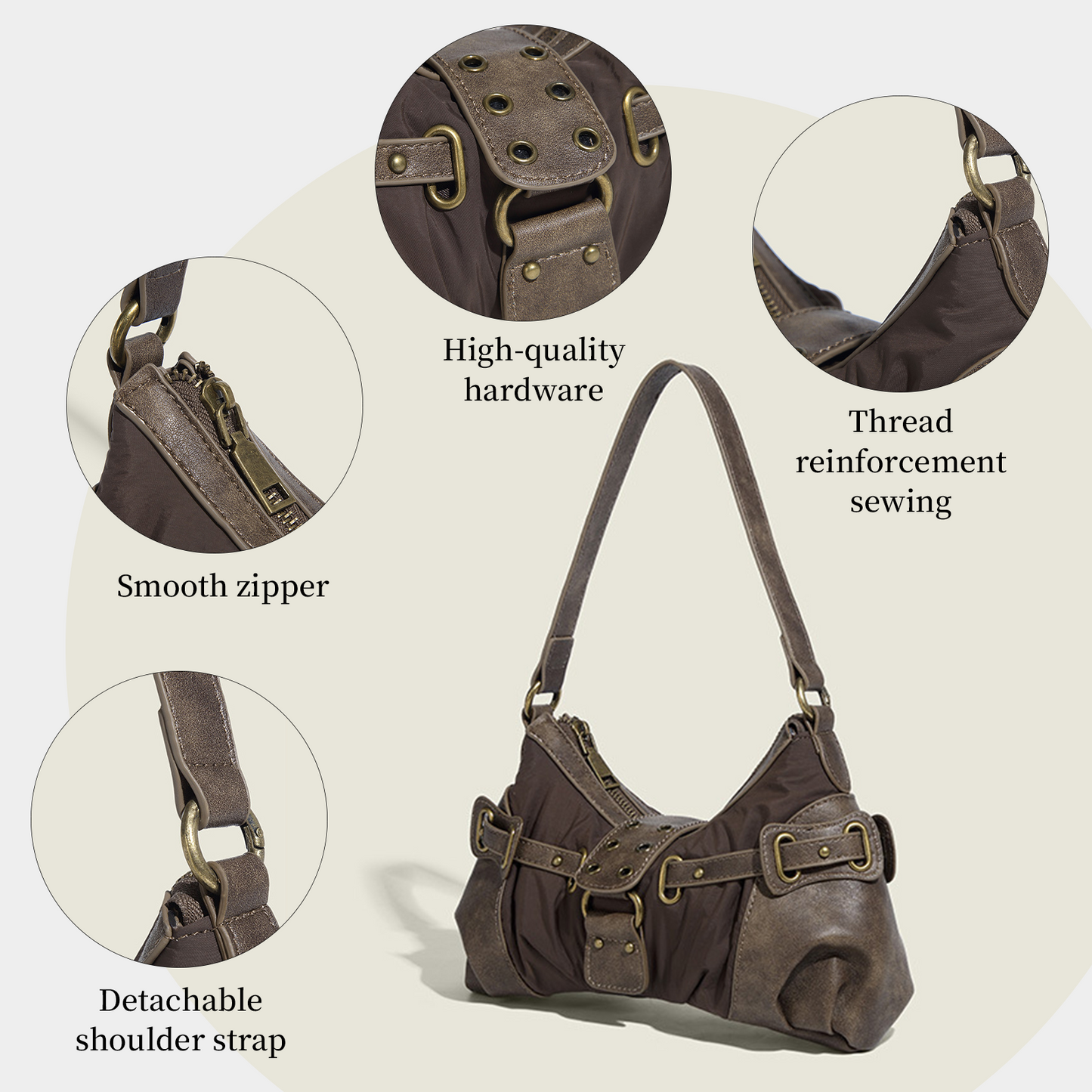 Xpurse Wasteland-Style Vintage Armpit Shoulder Bag