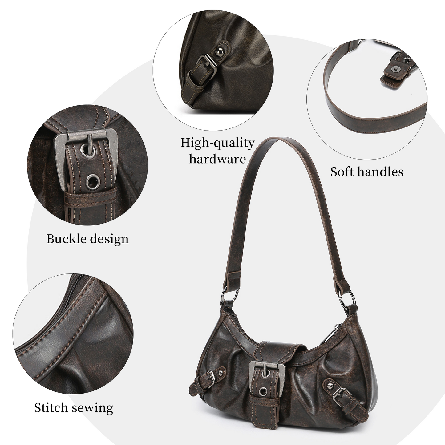 Xpurse Vintage Shoulder Bag Riding Style Underarm Bag