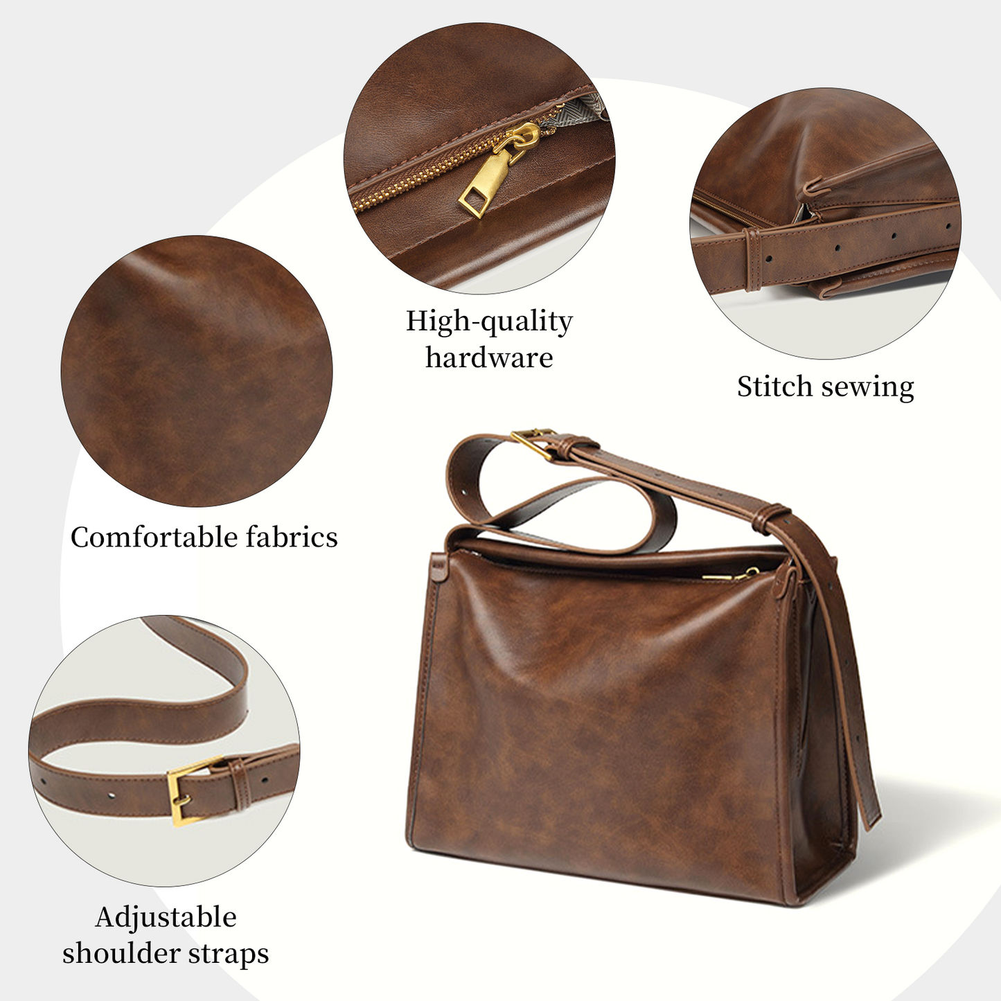 Xpurse Women's Vintage Leather Shoulder Bag