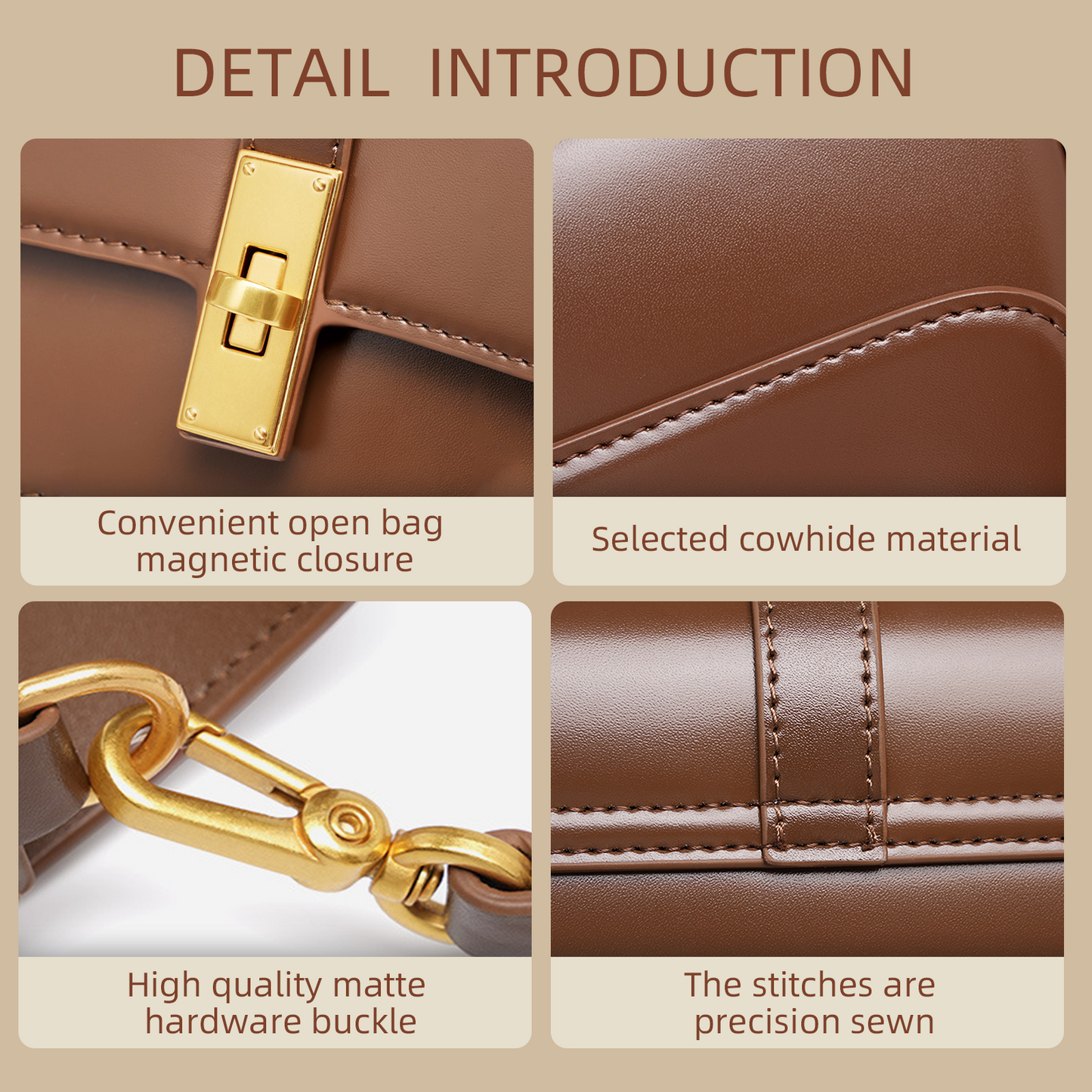 Xpurse Women's Cowhide Shoulder Bag, Underarm Bag, Vintage Leather Crossbody Bag, Adjustable Multi-Purpose Bag