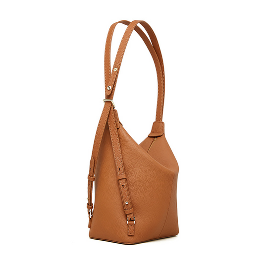 Xpurse Women's Shoulder Bag, Leather Backpack, Vintage Tote Bag in Cowhide Leather on the Top, Adjustable Closure Bag