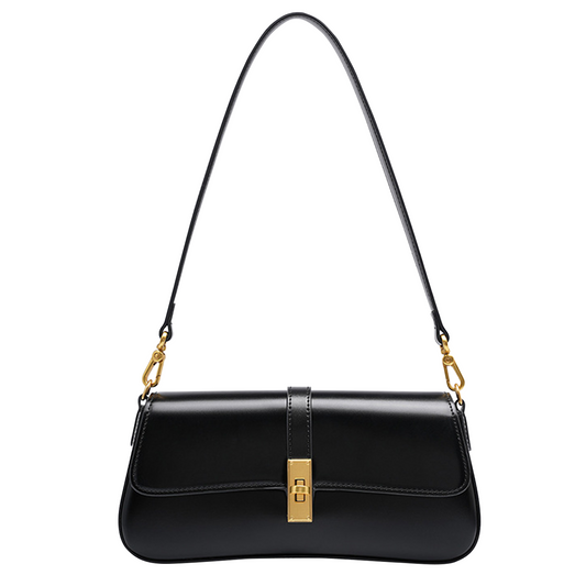 Xpurse Women's Cowhide Shoulder Bag, Underarm Bag, Vintage Leather Crossbody Bag, Adjustable Multi-Purpose Bag
