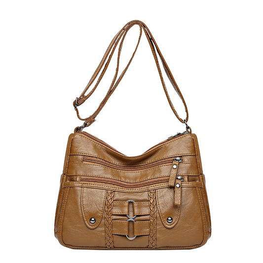 Xpurse Women's Shoulder Bag, Multifunctional Large Capacity PU Tote Bag, Vintage Soft Leather Crossbody Bag, Adjustable Large Bag